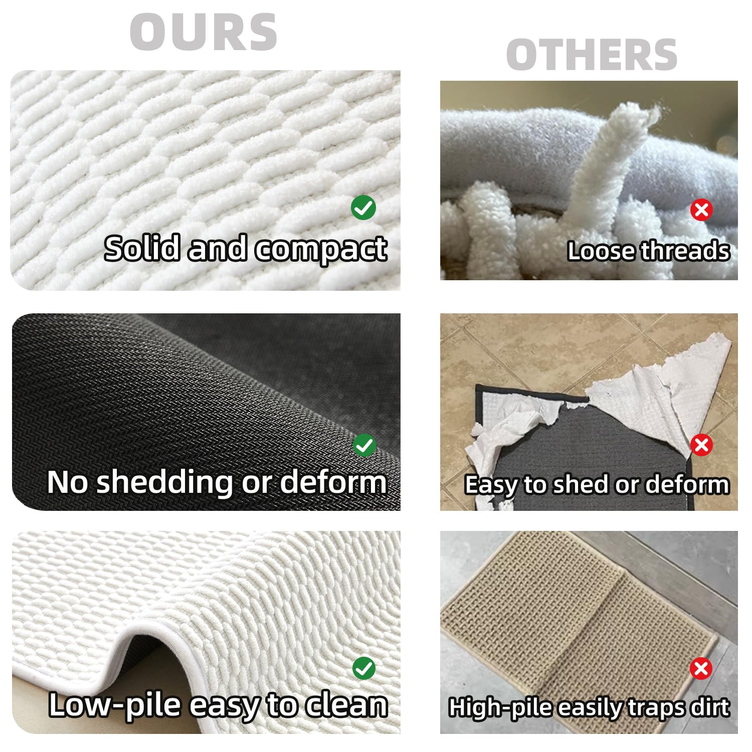 TYUU folded bath mat ready for machine wash showing easy care