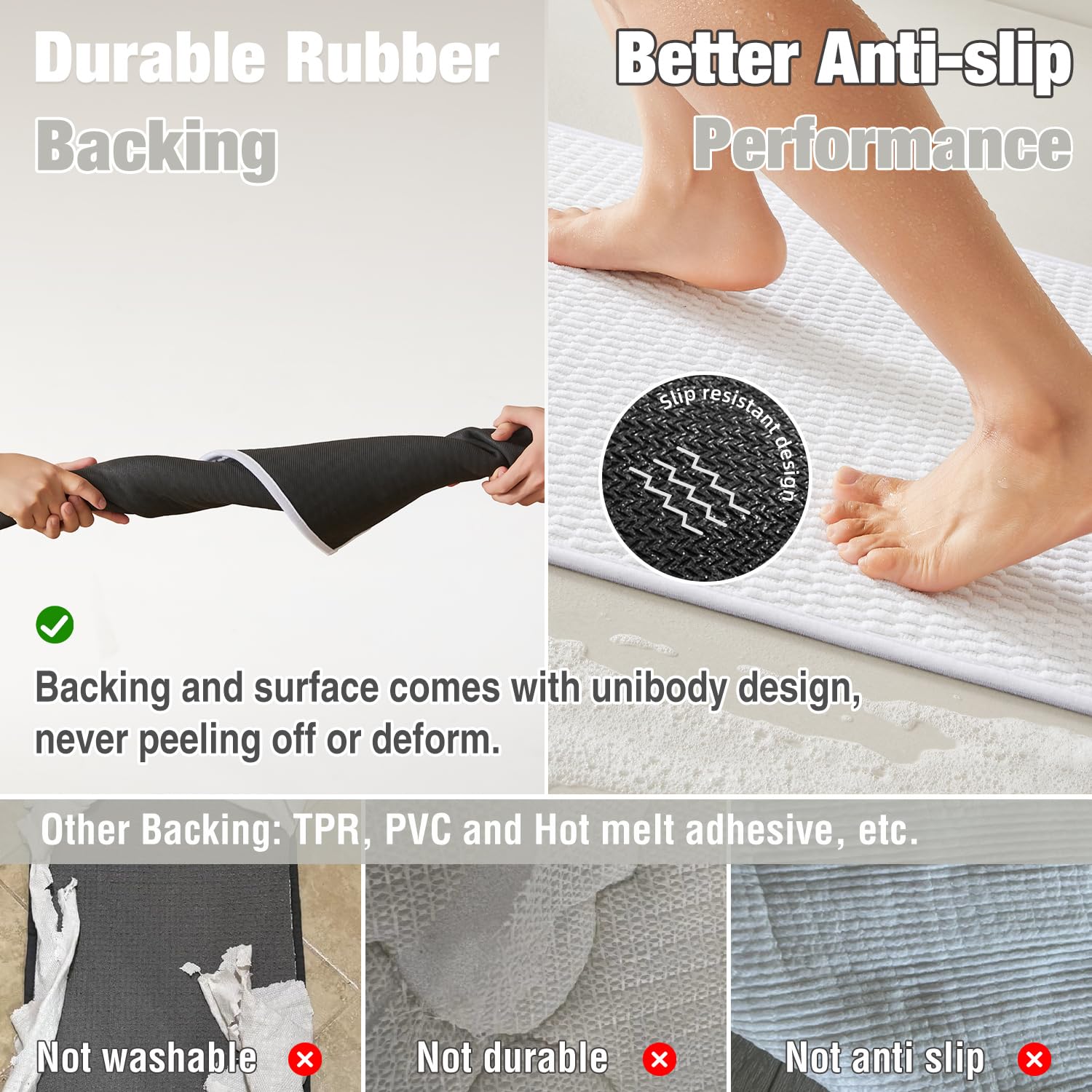 TYUU mat placed by shower illustrating absorbency and floor protection
