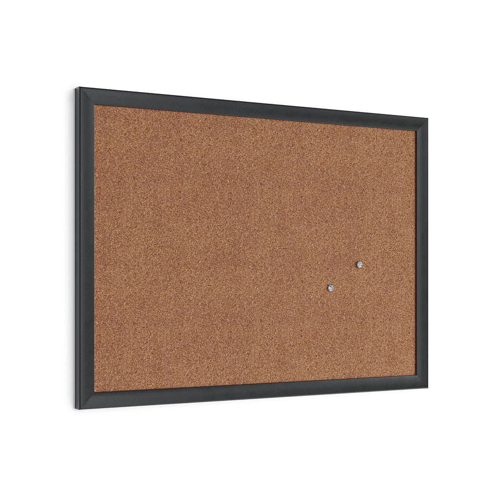 U Brands front view of cork bulletin board showing usable pin surface and frame benefit