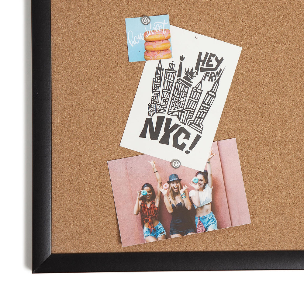 U Brands cork board next to laptop showing scale and space-saving organization benefit