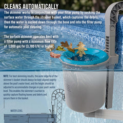U.S. Pool Supply float ring and wide water guide improving surface debris collection