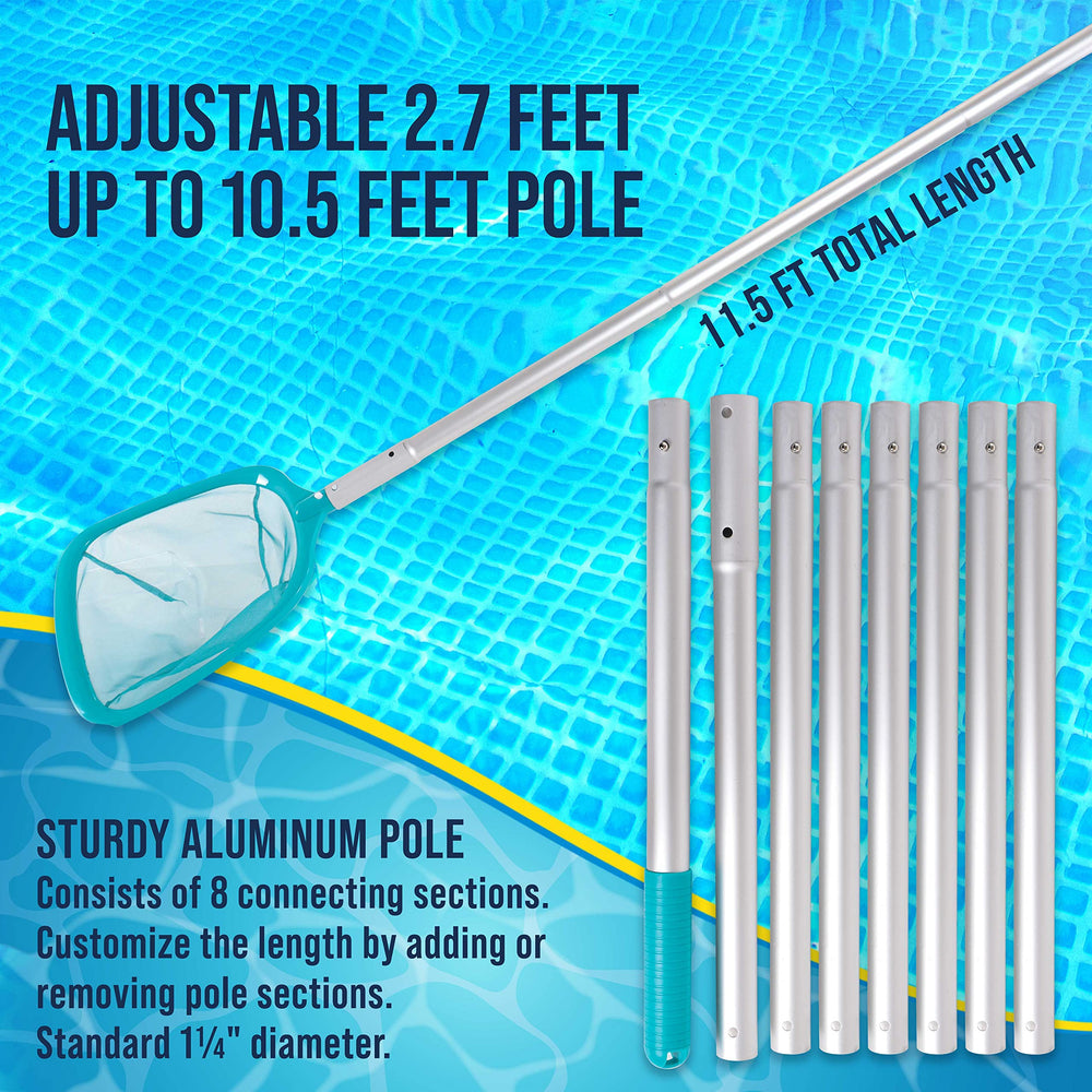 U.S. Pool Supply size comparison showing compact and extended lengths for versatility
