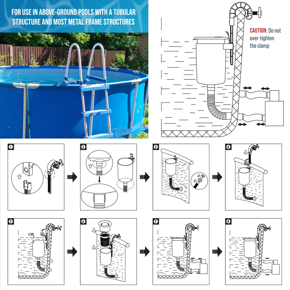 U.S. Pool Supply connector hose and adapter, simplifies pump hookup and operation