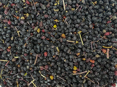 U.S. Wellness Naturals bulk elderberries close-up showing whole dried fruit and preserved flavor