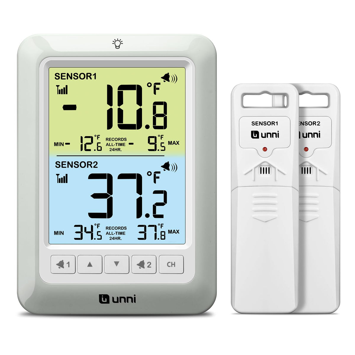 U UNNI front display showing dual temperatures and bright backlight for quick checks