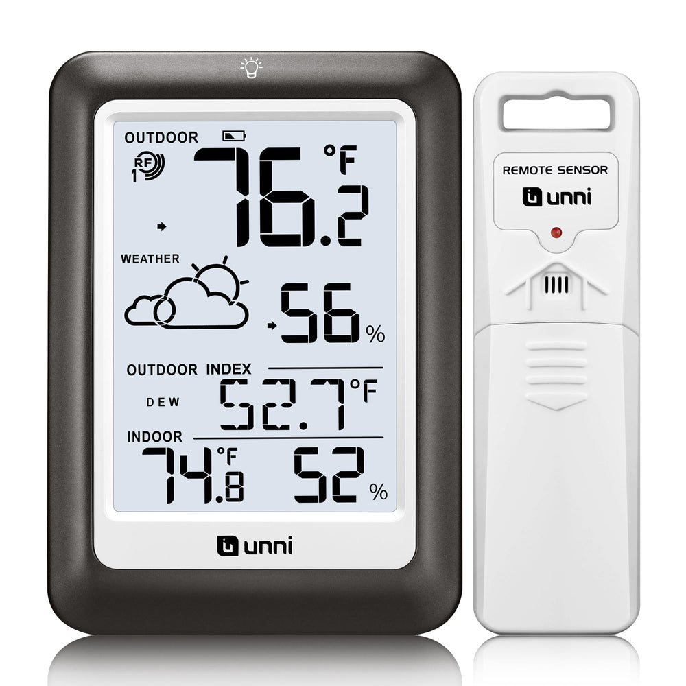 U UNNI packaging and included outdoor sensor and manual, everything needed for setup