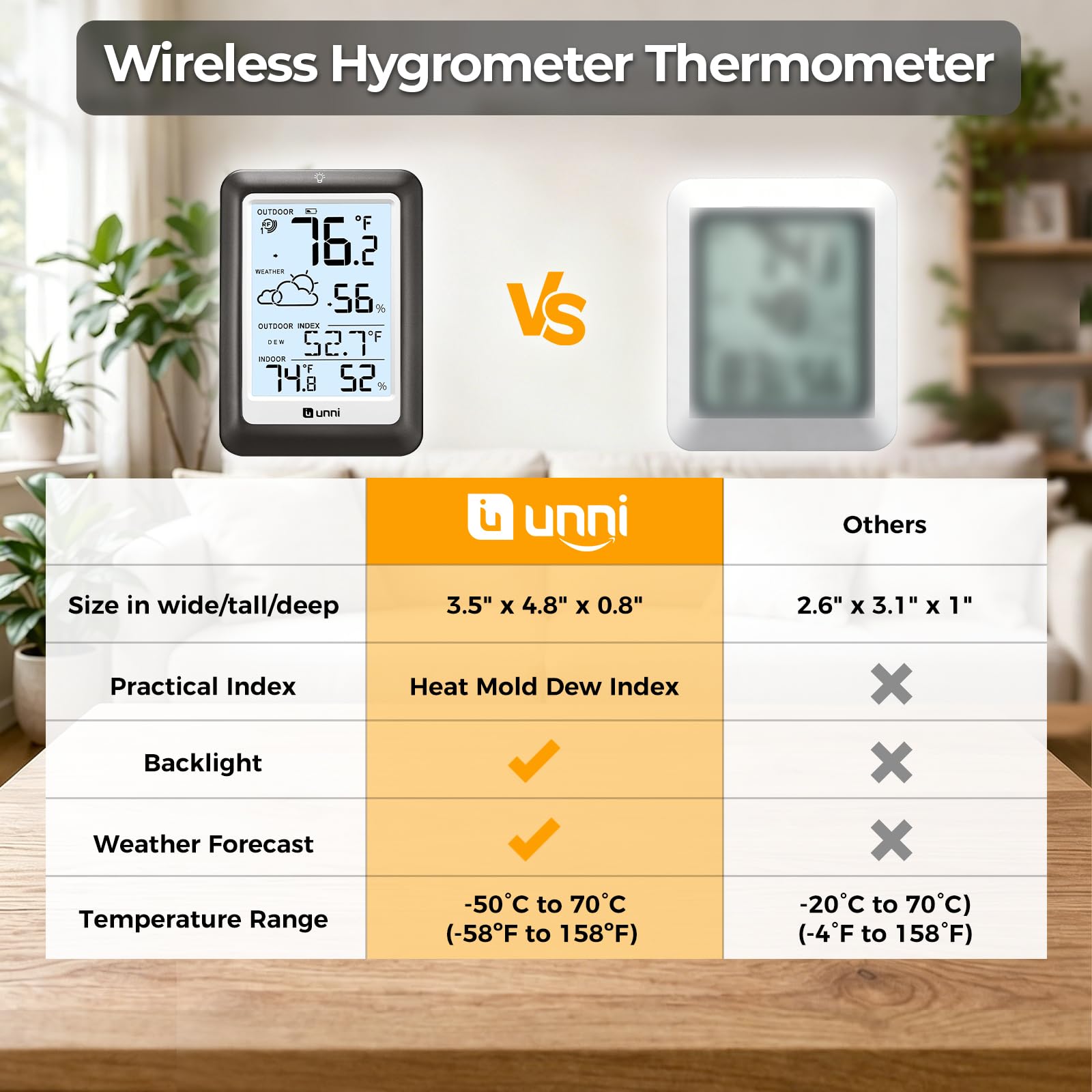 U UNNI outdoor remote sensor installed outside, durable design enabling long-range monitoring