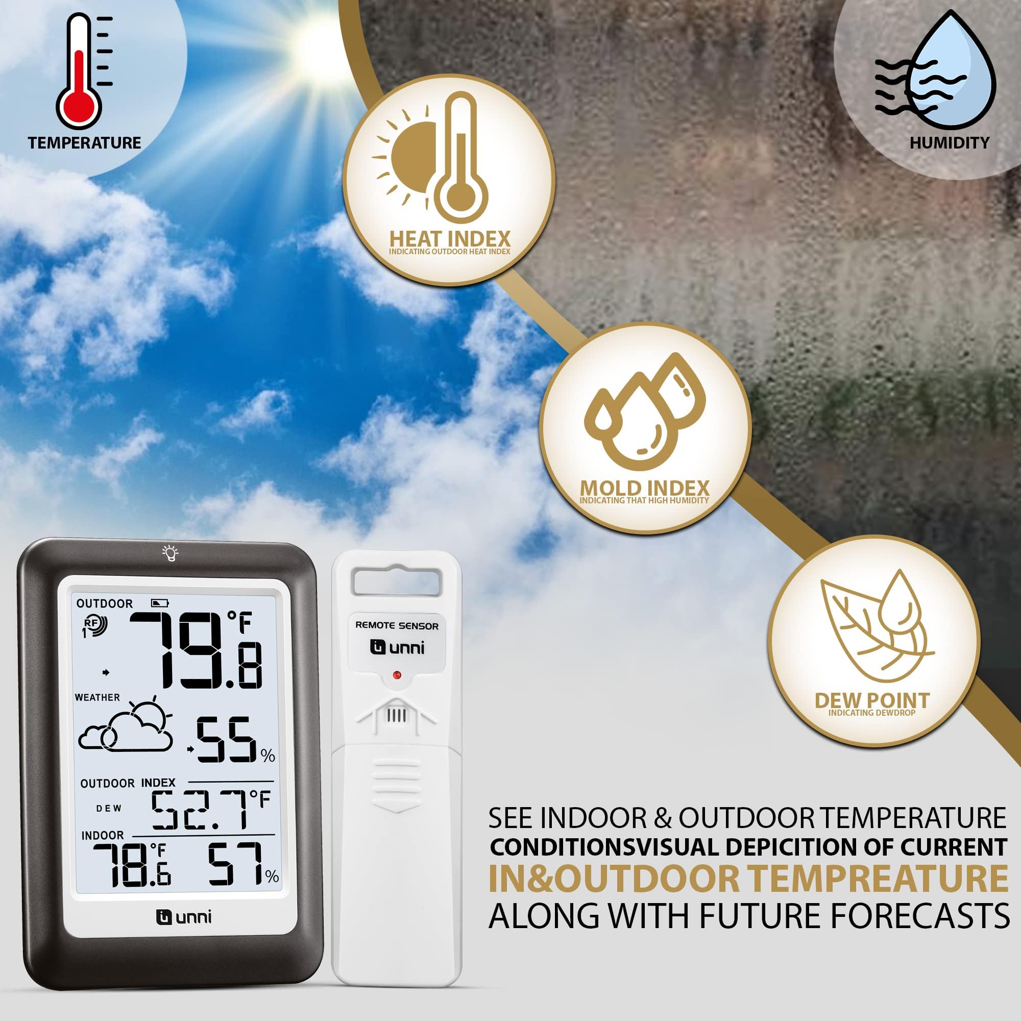U UNNI sensor detail with Sensirion marking, precision sensor providing reliable measurements