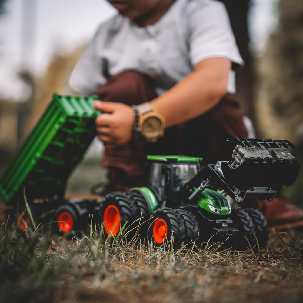 Uarzt tractor with lights on for extended evening or dim-light play