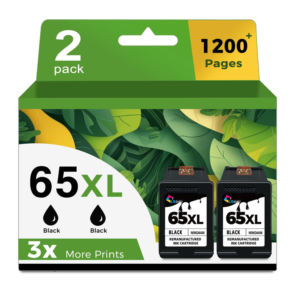 Ubinki 65XL front packaging showing two black cartridges and clear labeling offering value