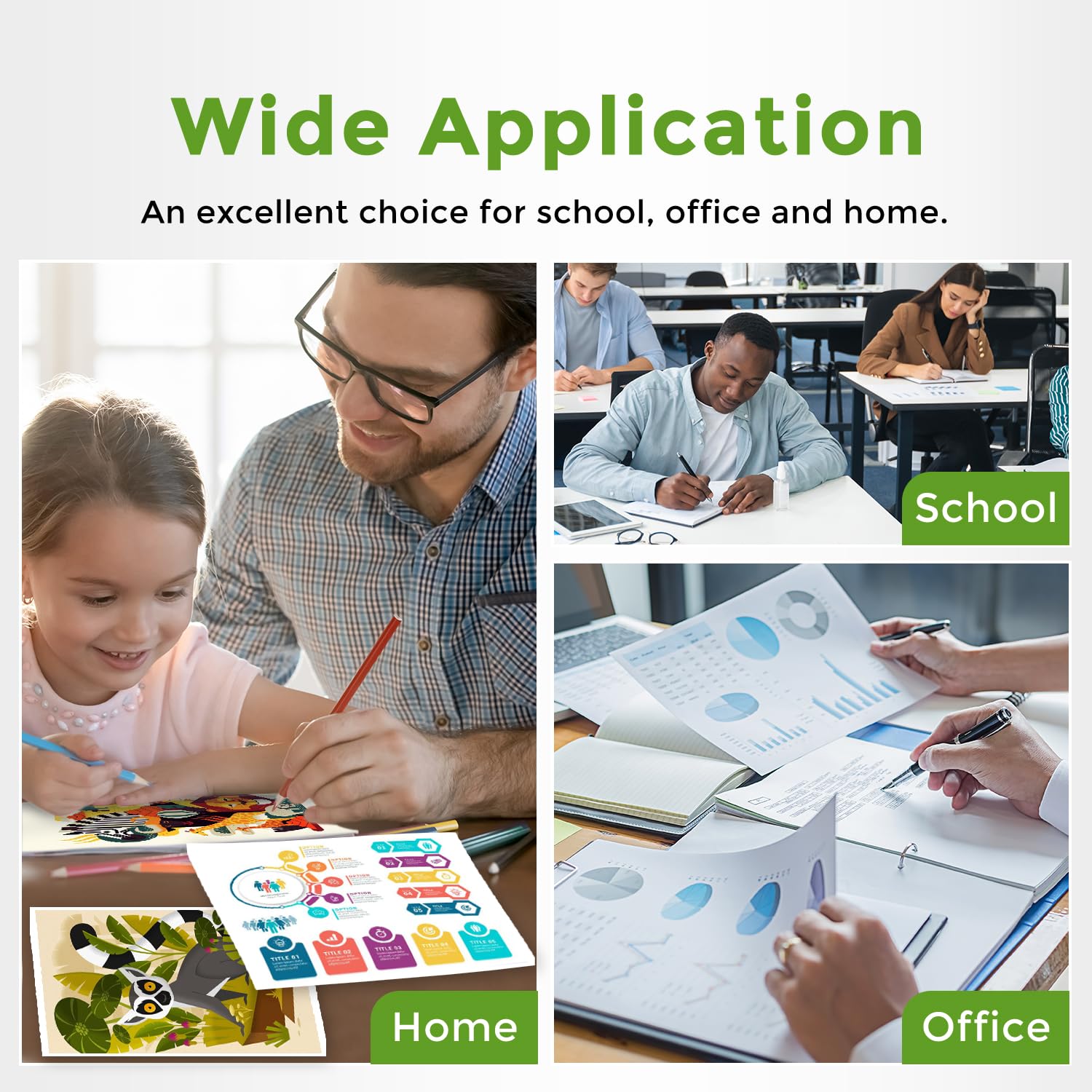 Home office scene with Ubinki 65XL pack and printed documents illustrating productivity