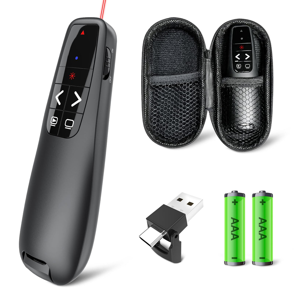 UBUYONE presenter front view showing compact profile and controls for easy handling
