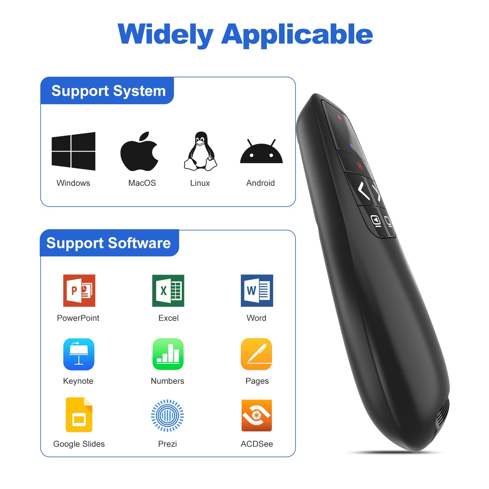 UBUYONE presenter next to a pen to show compact size and portability