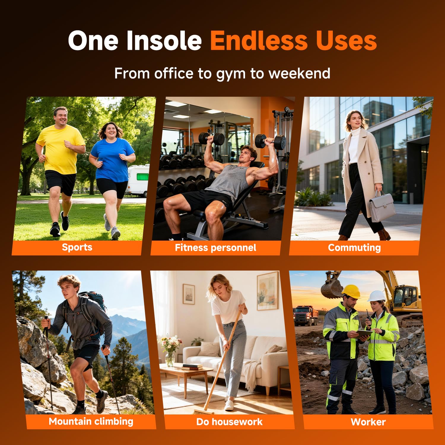 Ucanfeel insoles in use while walking in city shoes for everyday comfort benefit