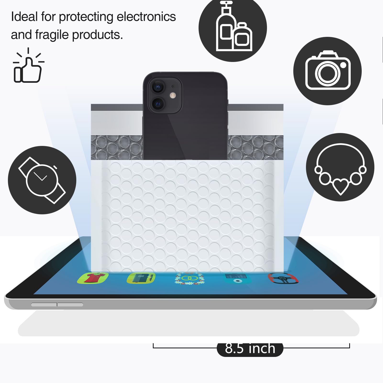 UCGOU mailer with water droplets on surface demonstrating waterproof outer layer protecting shipments