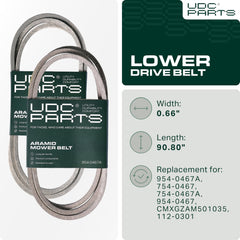 UDC Mower Belts belt edge showing 0.66 inch width for accurate fit