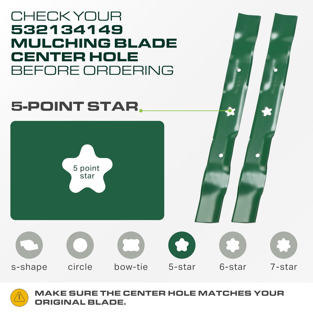 UDC Parts five-point star center hole detail for accurate mower mounting fit