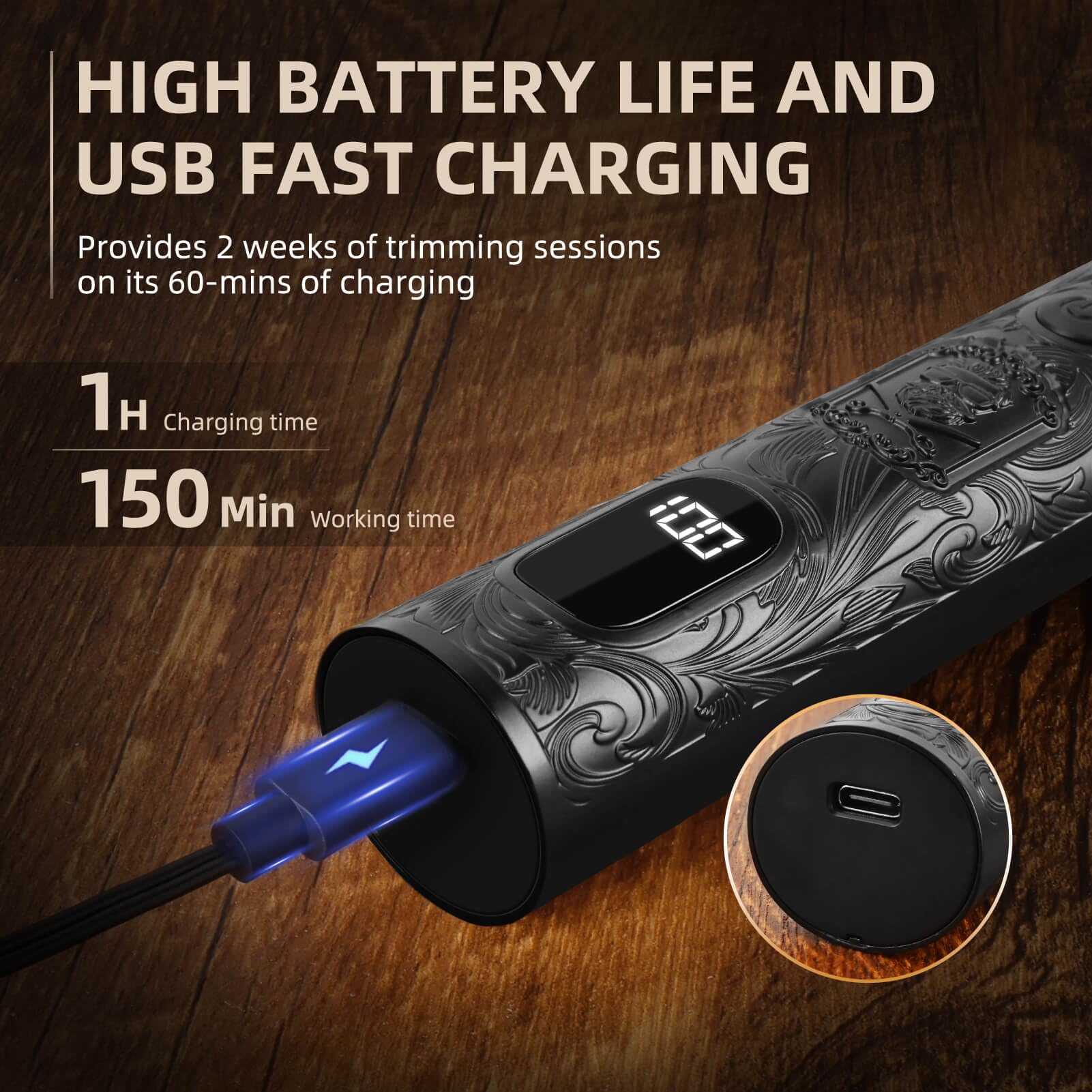 Ufree charging base and LCD display indicating clear battery status