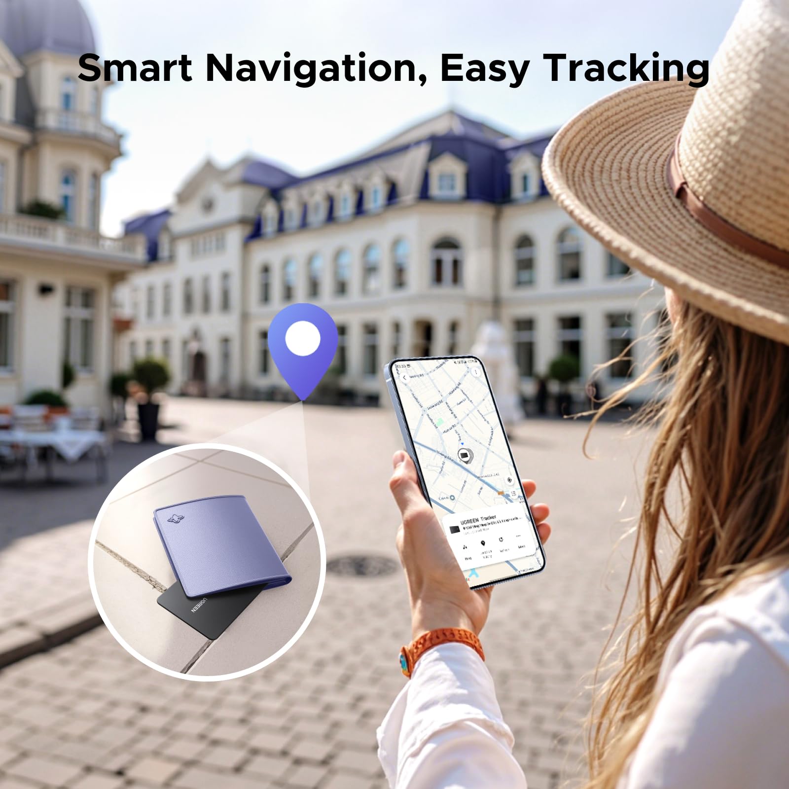 UGREEN FineTrack Slim S magnetic charging port close-up with quick recharge benefit