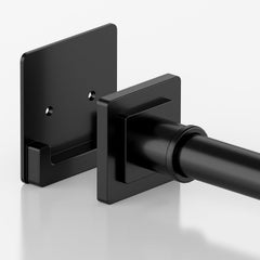 UIOSANRT matte black shower curtain rod front view showing sleek finish and modern look