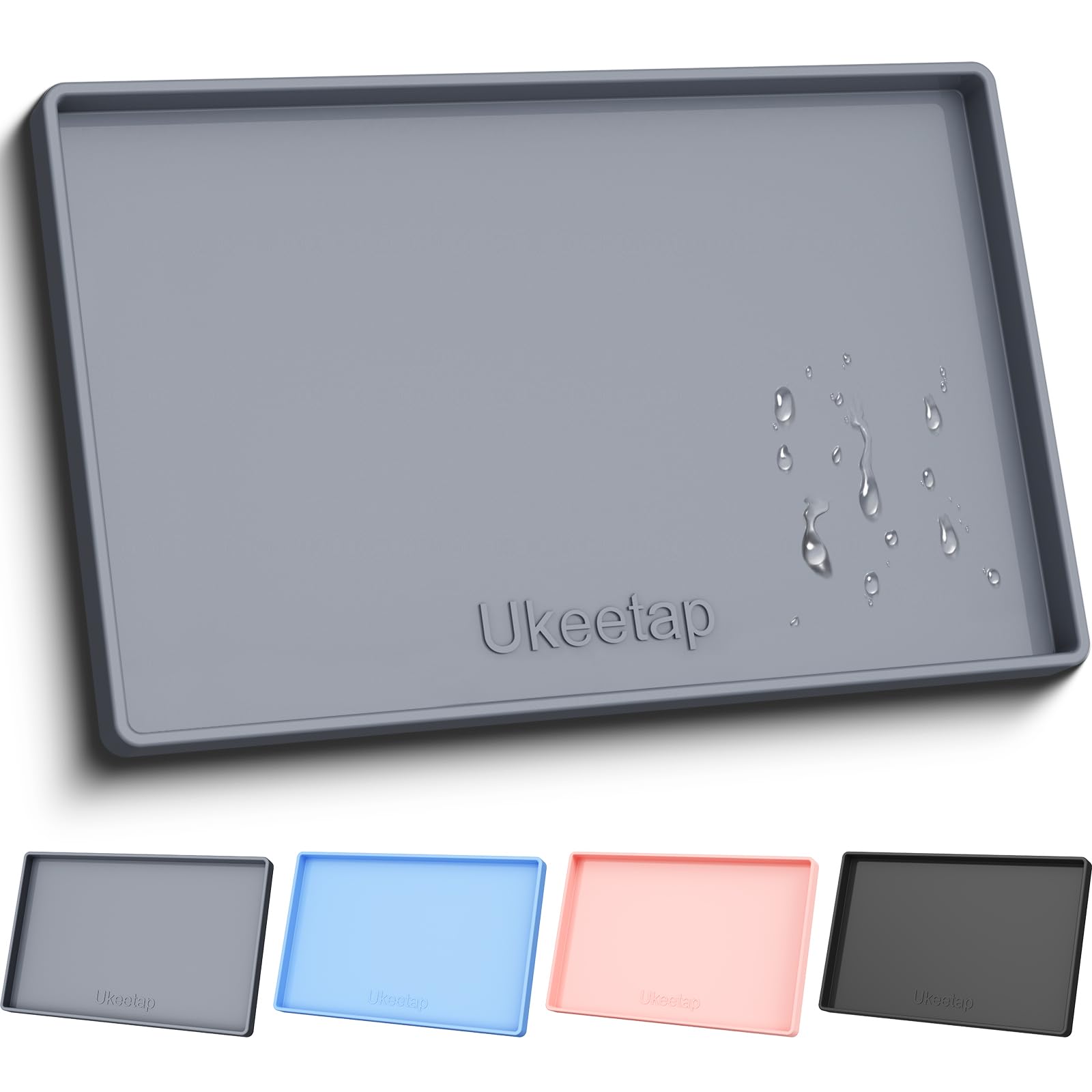 ukeetap front view of 34x22 silicone mat showing full coverage and containment benefit