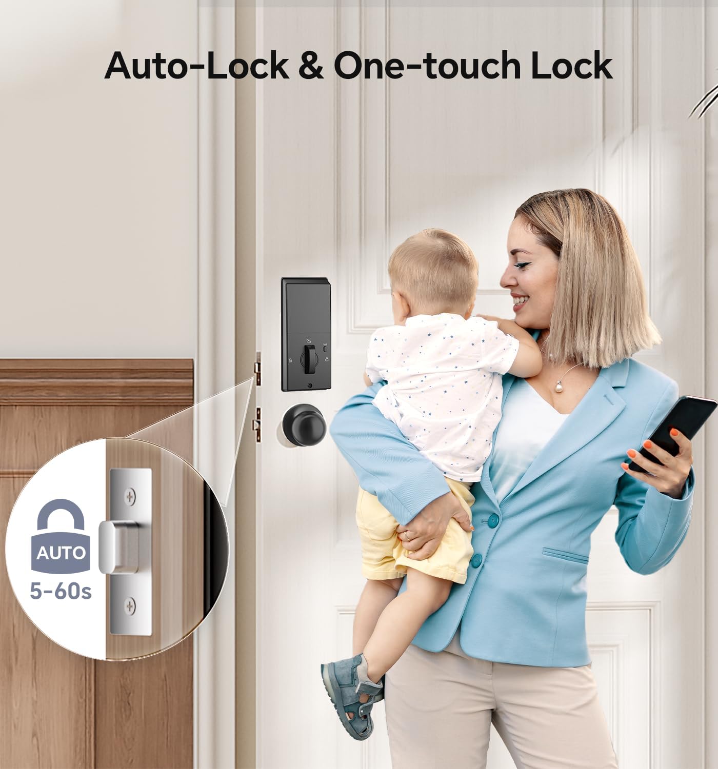 Ulecoce five backup keys arranged with lock showing emergency physical key backup