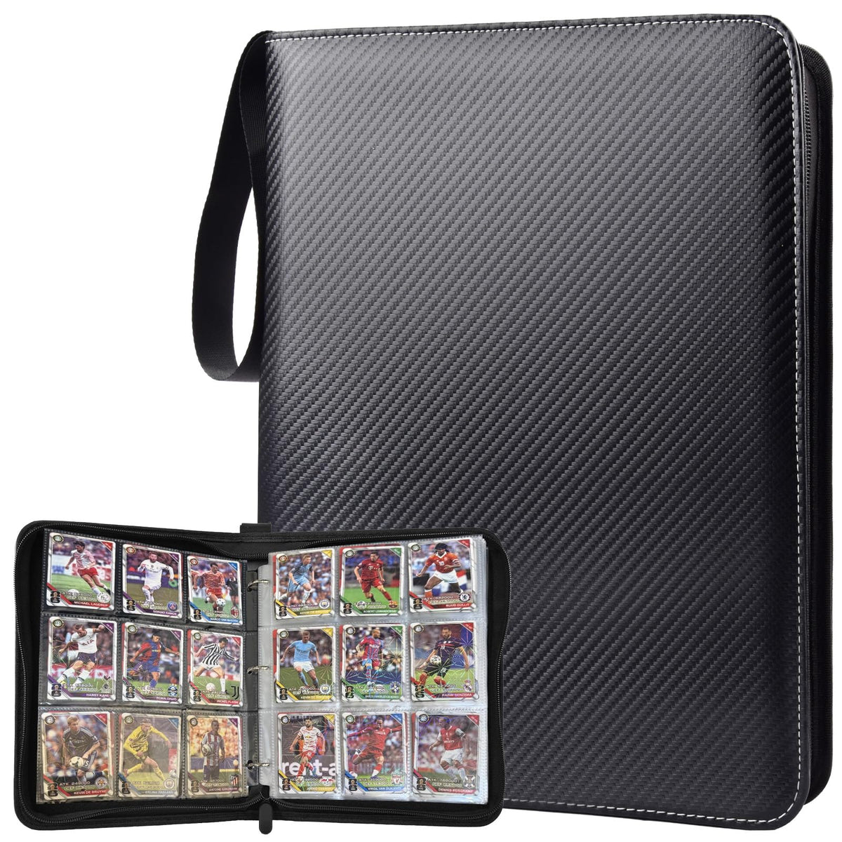 ULLTOON binder front view showing secure zip closure and durable PU leather protection