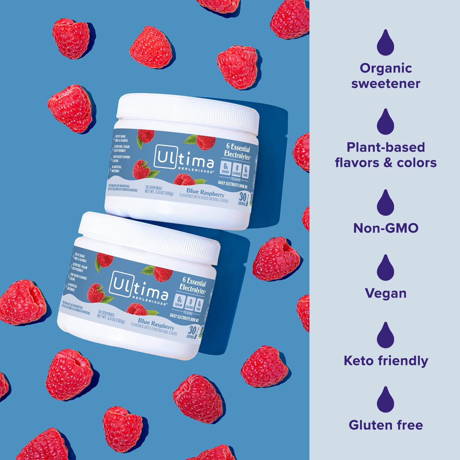 Ultima Replenisher single serving in 16oz cup demonstrating correct mix ratio and clarity