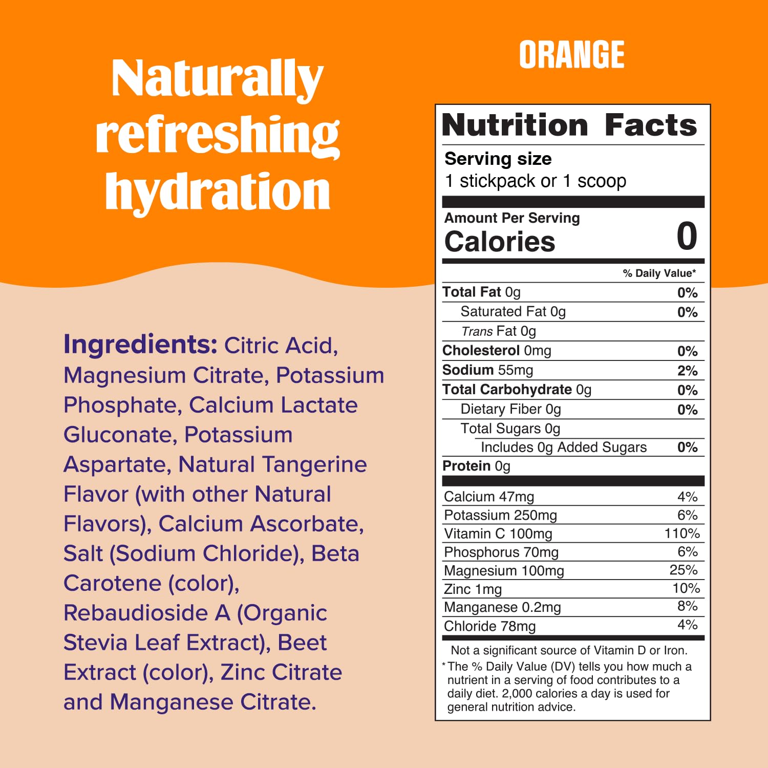 Ultima Replenisher mixed orange drink in a clear bottle for on-the-go hydration