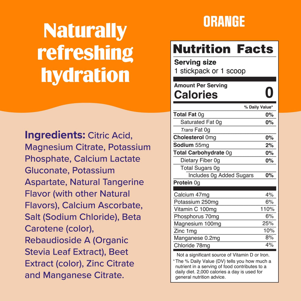 Ultima Replenisher mixed orange drink in a clear bottle for on-the-go hydration