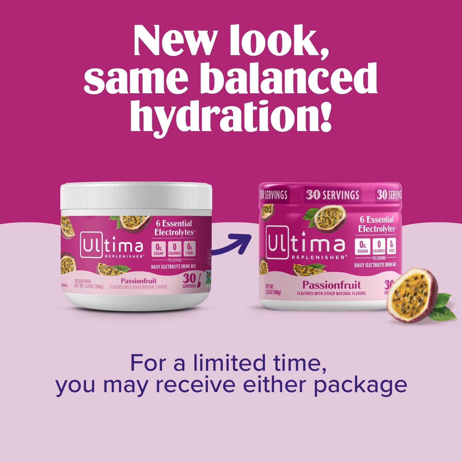 Glass of mixed passionfruit drink made with Ultima Replenisher, refreshing hydration on display
