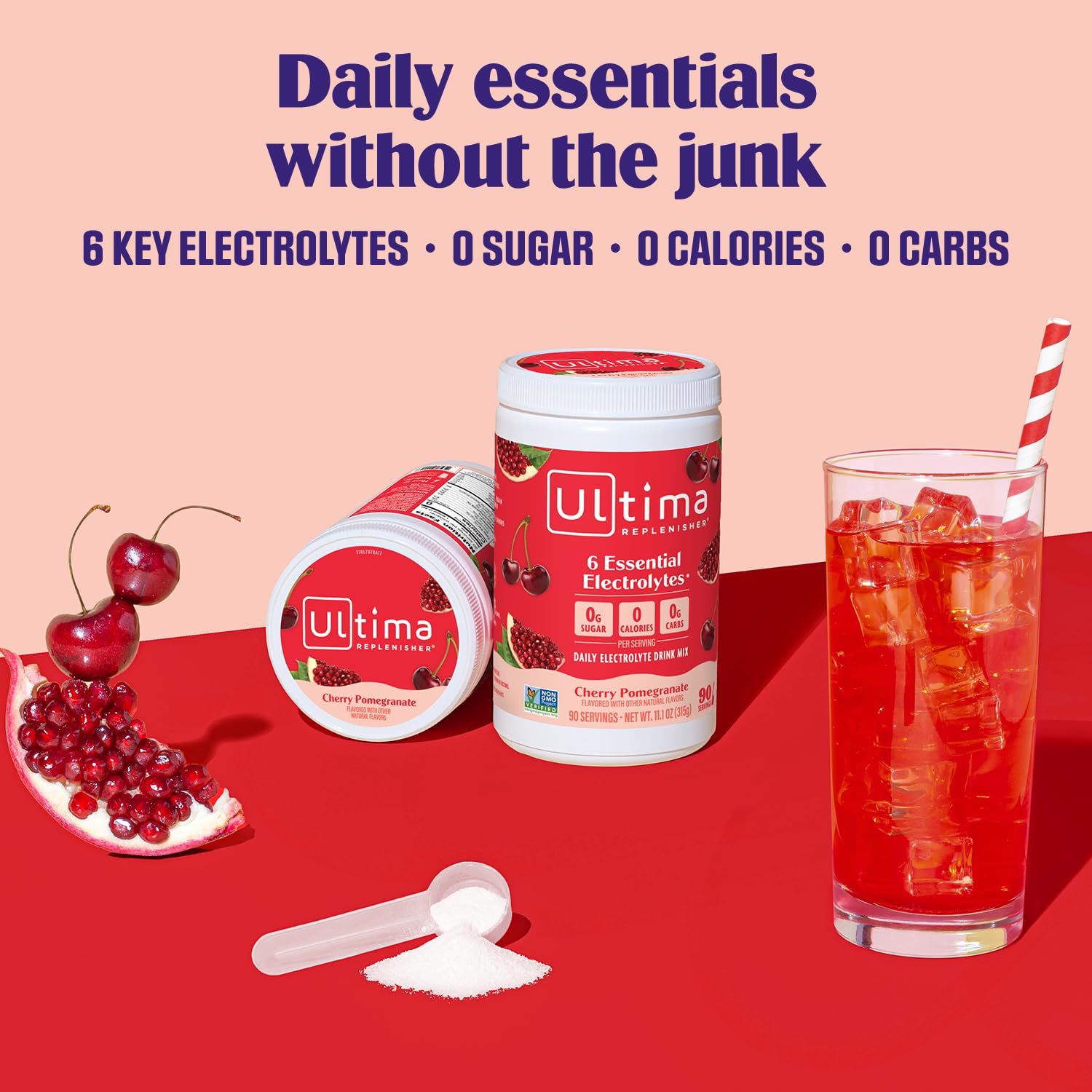 Ultima Replenisher powder close-up texture illustrating fine, easily dissolving mix