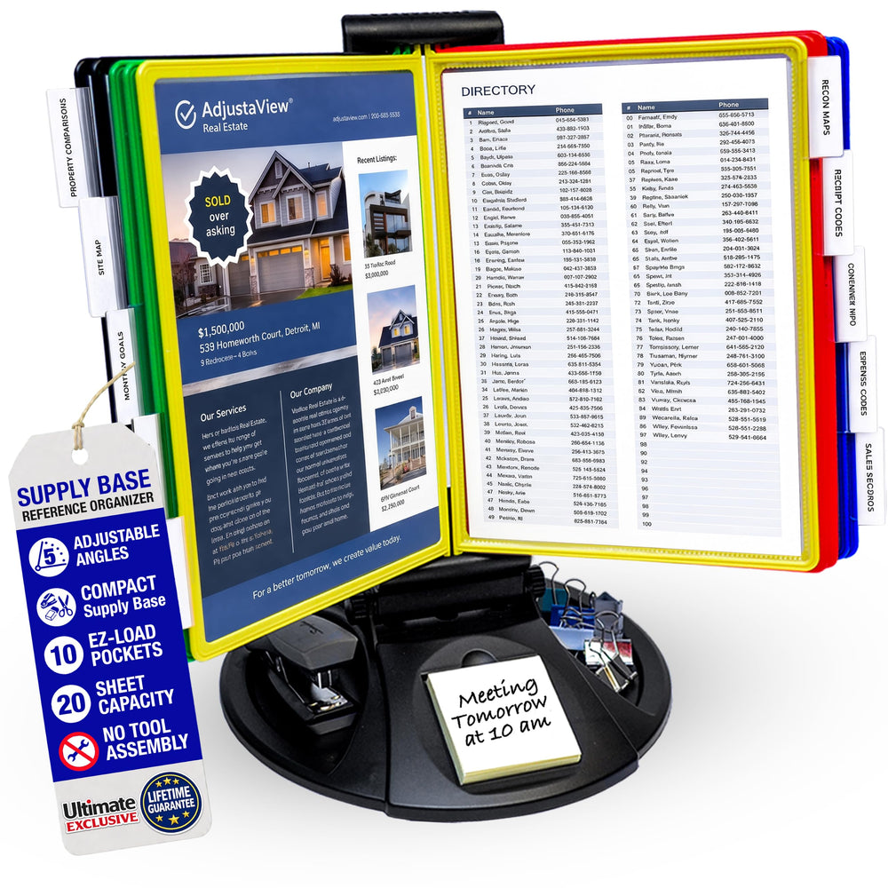 Ultimate Office front view showing 10 pockets and tidy document visibility benefit