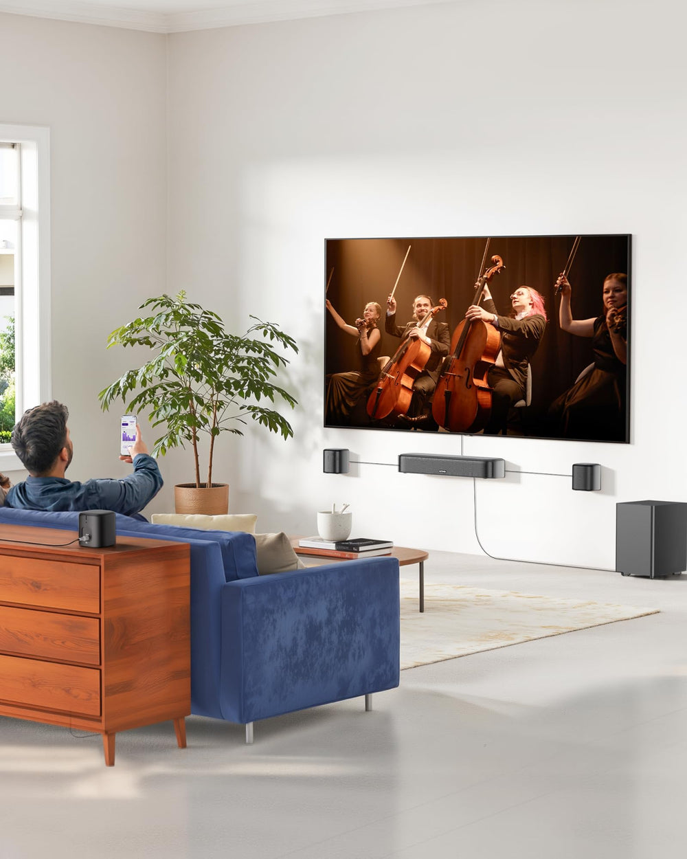 ULTIMEA surround speaker closeup demonstrating focused directional sound