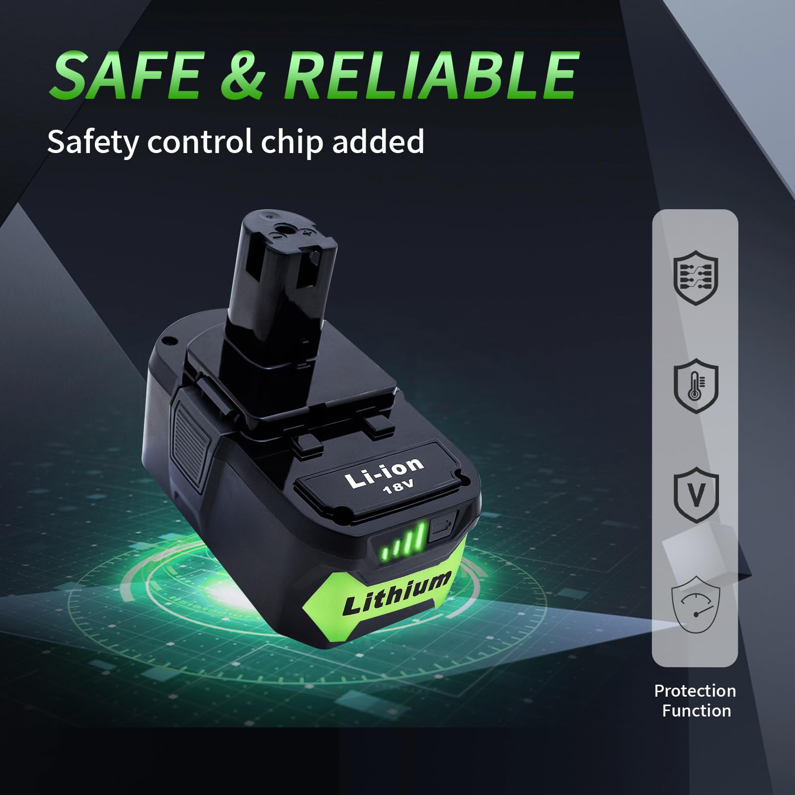 Ultraxxis LED indicator lit to show remaining charge for quick checks