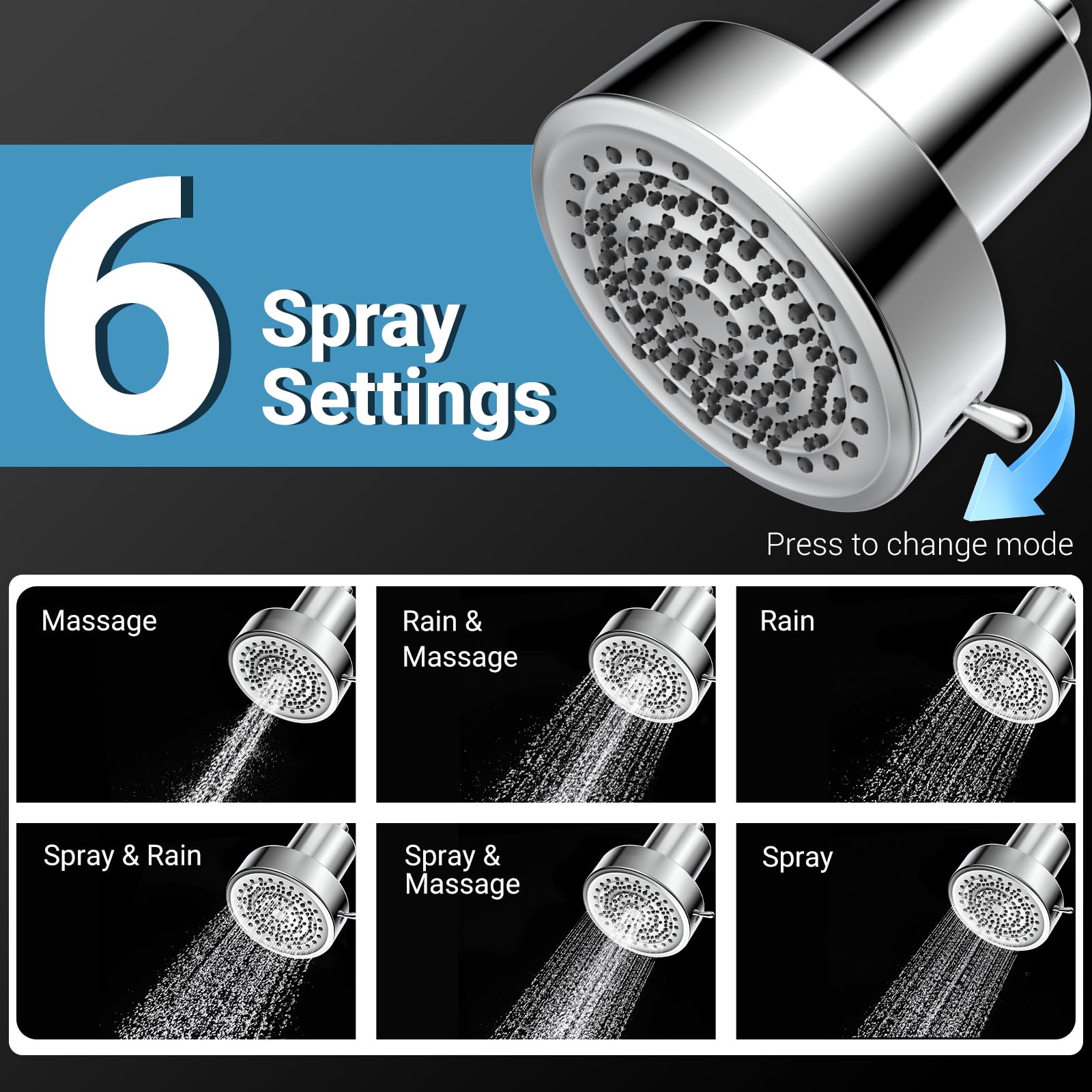 UltrTxenova in-use rain setting displaying powerful, high-pressure spray for better rinsing