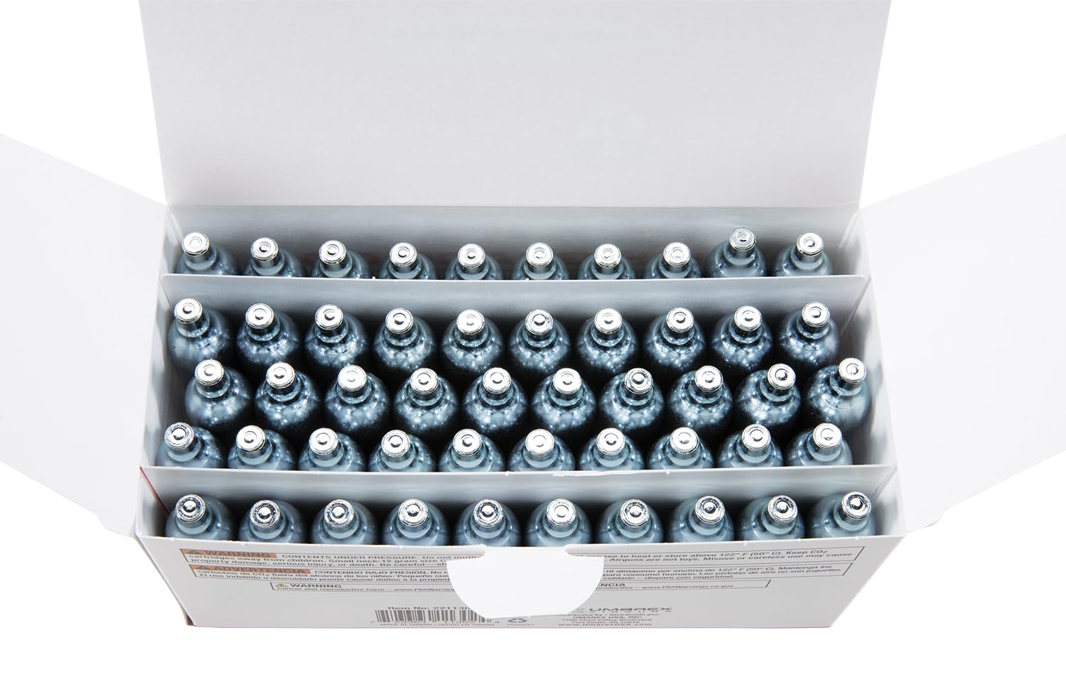 Umarex row of cartridges lined up illustrating consistent manufacturing quality