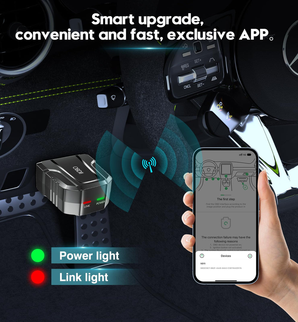 UMEIJA V011 plugged into car dashboard demonstrating quick troubleshooting
