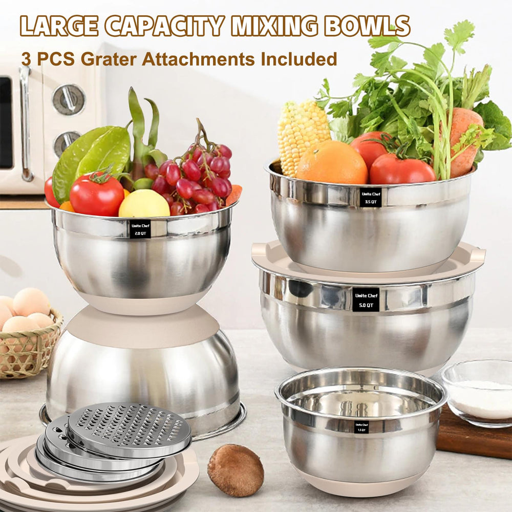Umite Chef airtight lid sealed on bowl, prevents spills and keeps food fresh