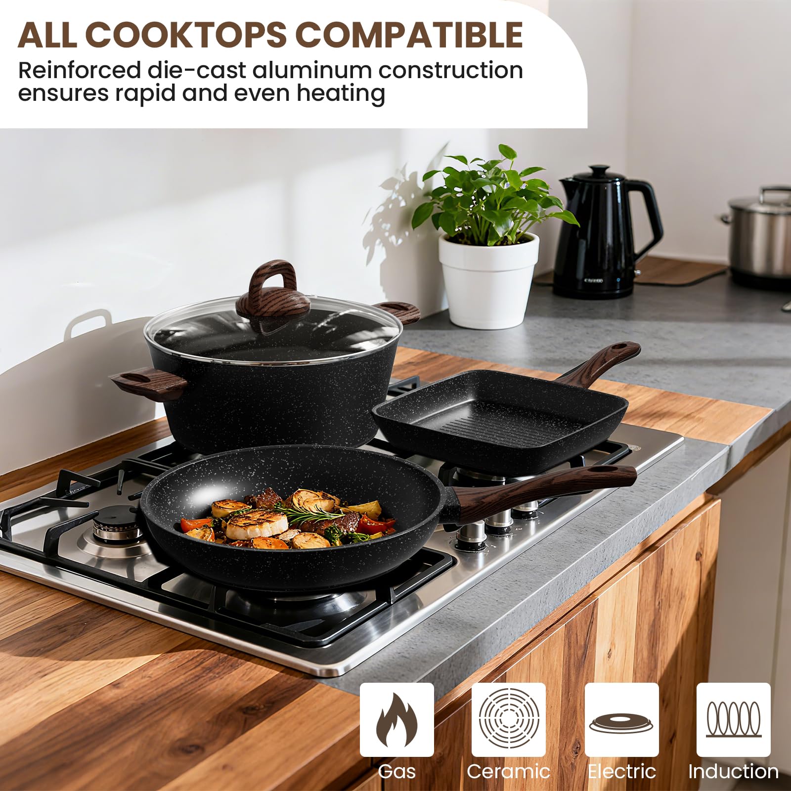 Umite Chef silicone utensils and trivets organized for convenience