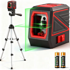 UNCANZEA front view of laser level showing clear green cross beam for accurate layout