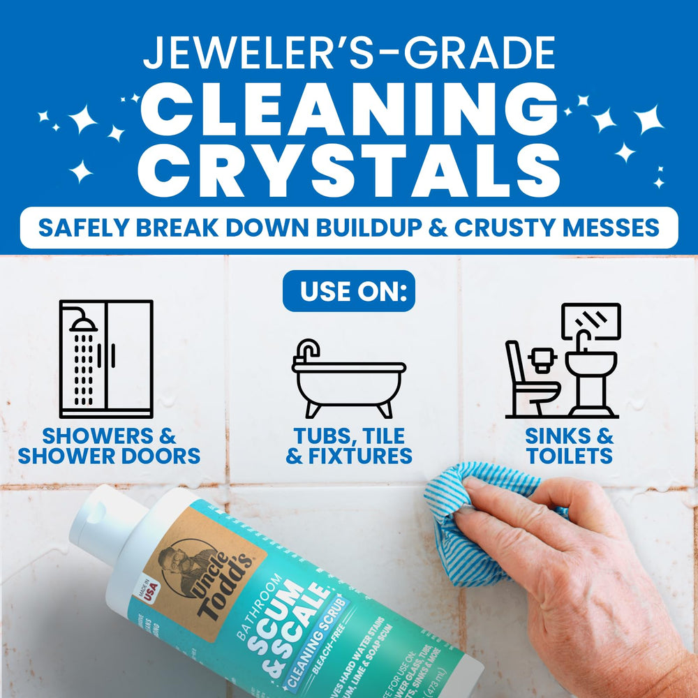 Uncle Todd's paste applied to glass door demonstrating easy stain removal