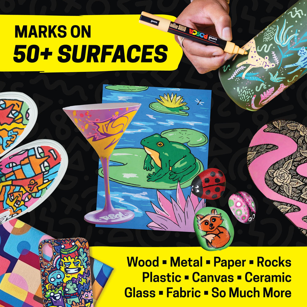 uni POSCA writing on glass demonstrating bold removable-on-smooth benefit