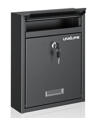 Uniclife front view of mailbox showing secure, neat exterior and curb appeal