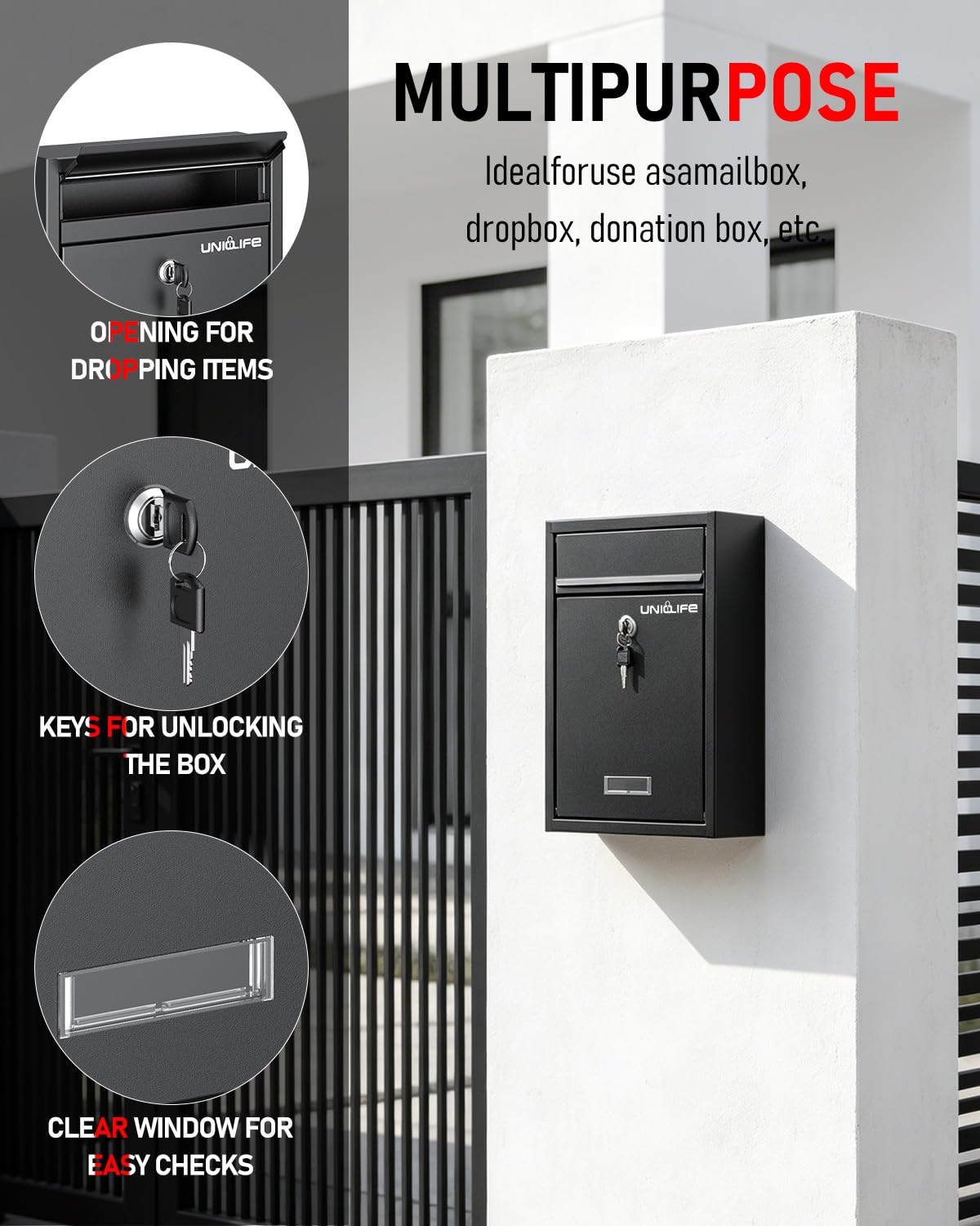 Uniclife open interior filled with letters, highlighting large storage capacity
