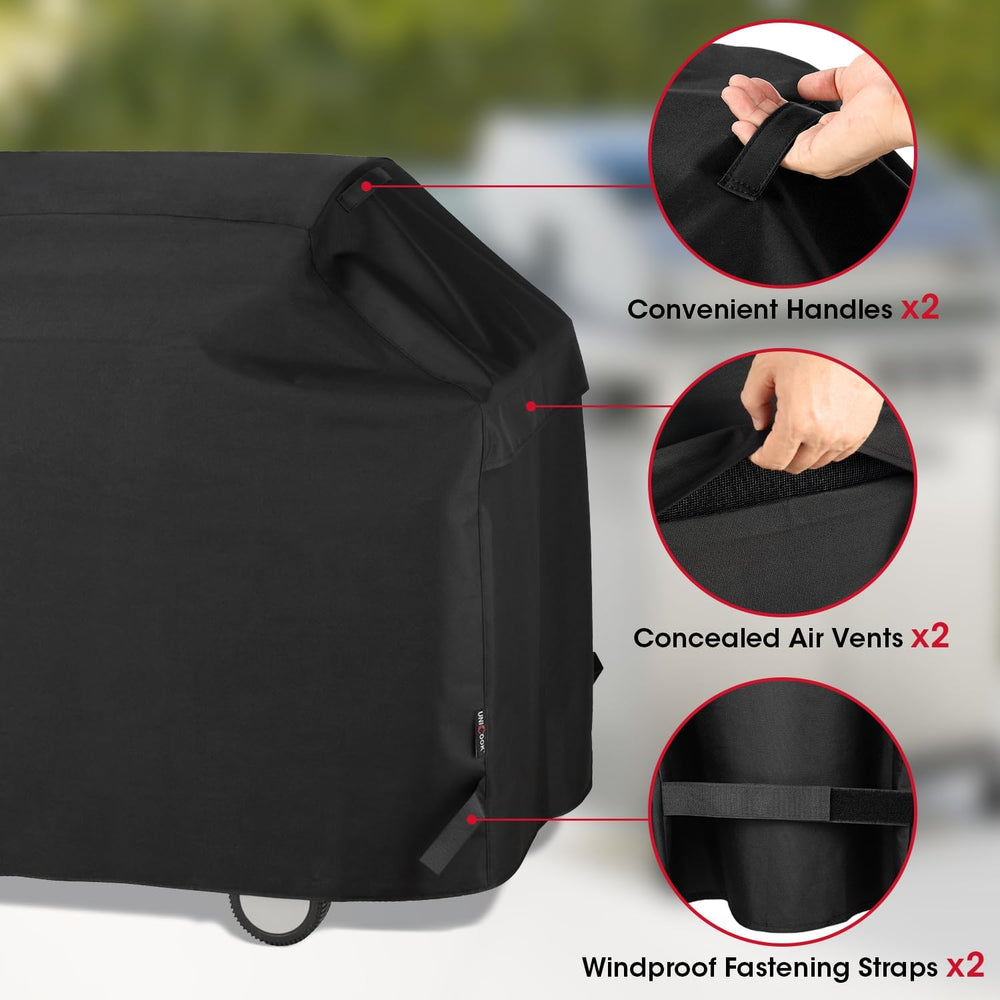 Unicook heavy-duty fastening strap and buckle securing cover against wind