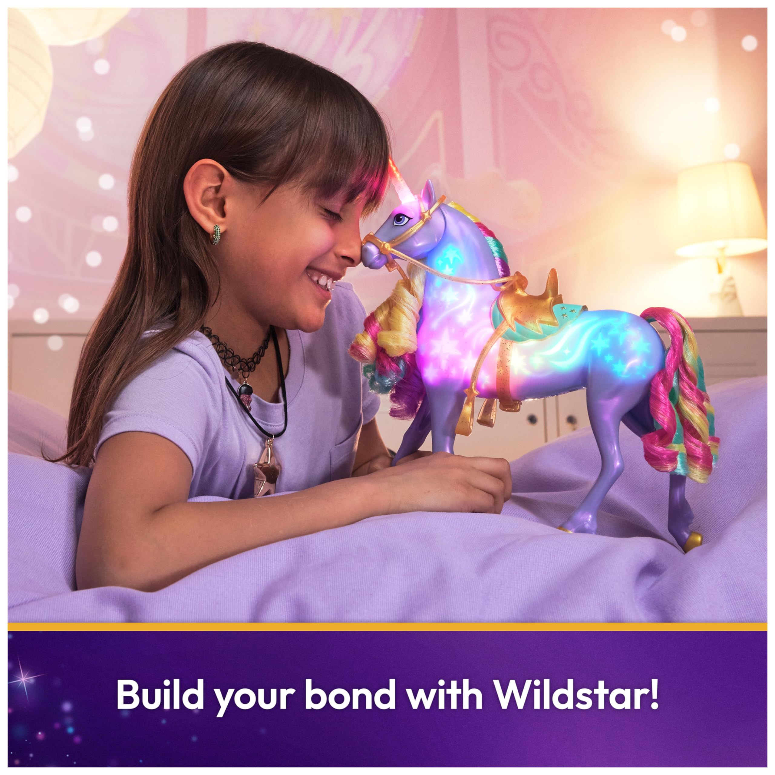 Unicorn Academy Wildstar removable saddle and bridle displayed for accessory play