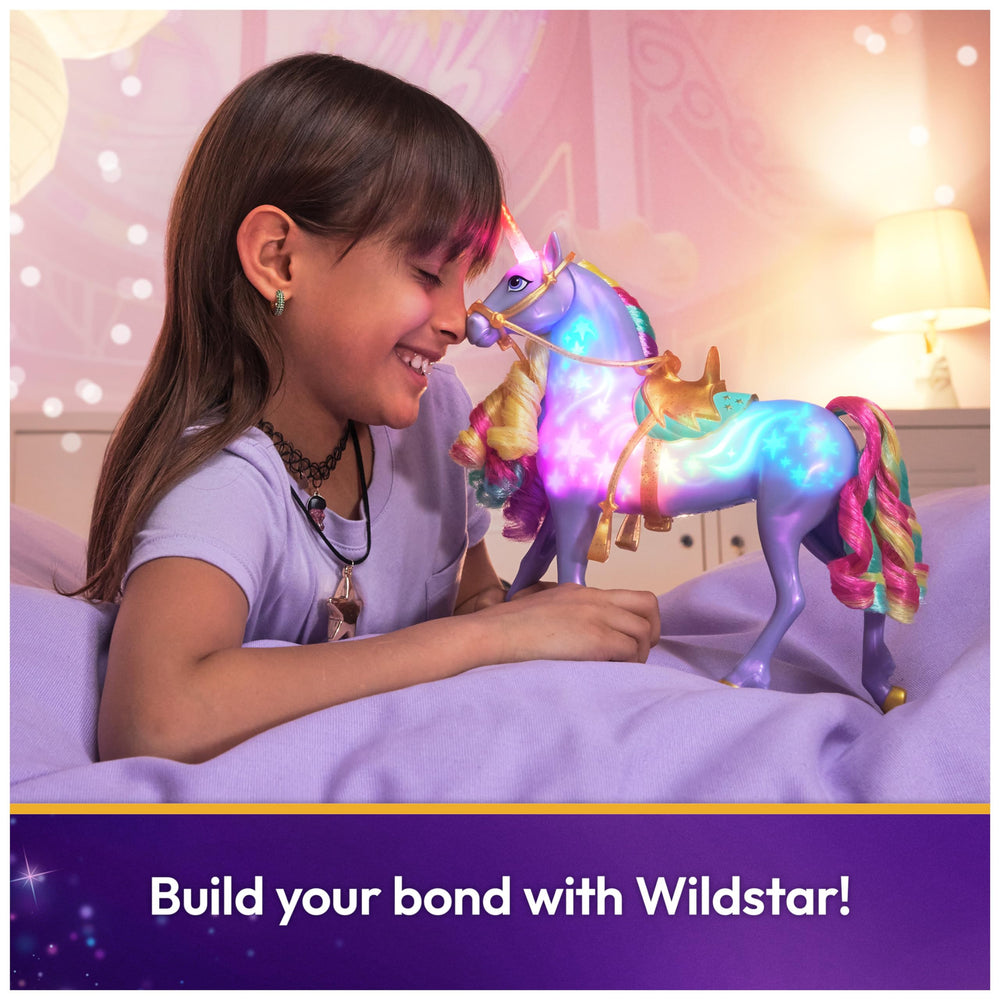 Unicorn Academy Wildstar removable saddle and bridle displayed for accessory play