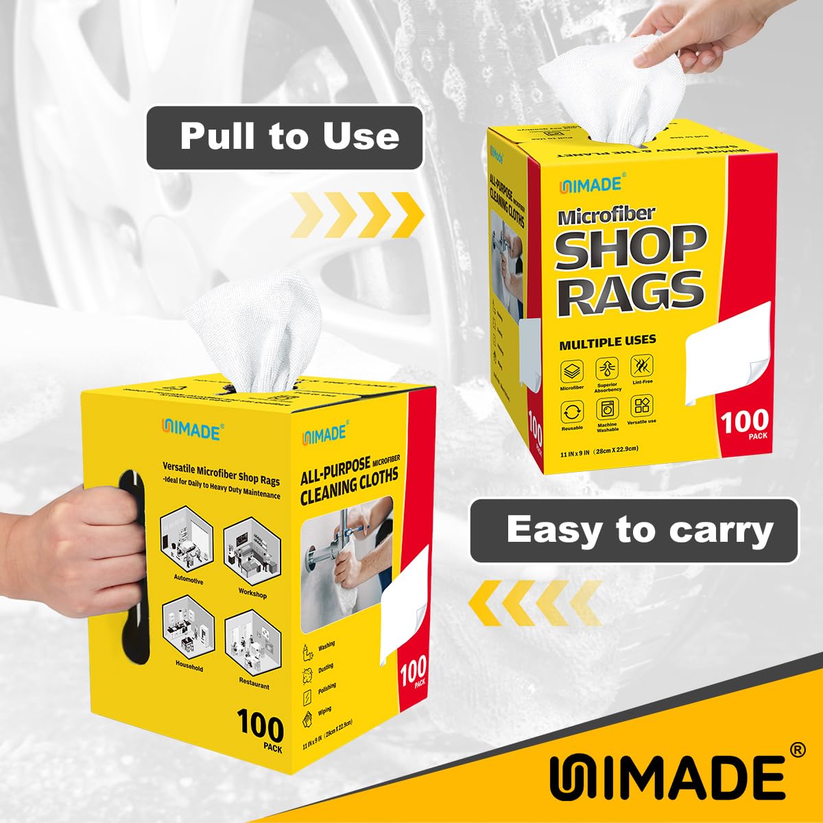 UNIMADE towels in laundry basket indicating reusable cost-saving benefit