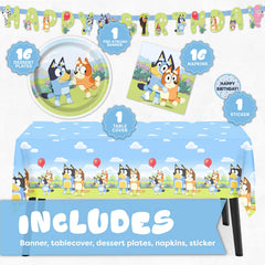 Unique Bluey plates and napkins close-up highlighting character design